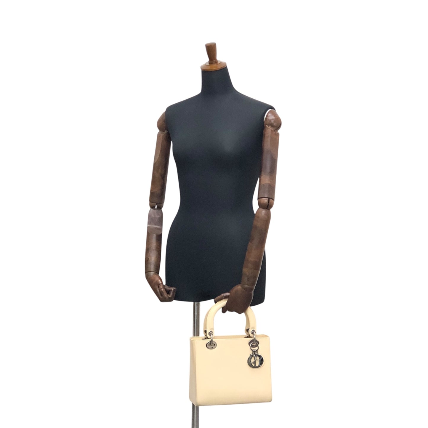 Christian Dior Lady Dior Logo Embossed Handbag Beige Vintage rnt3g4
