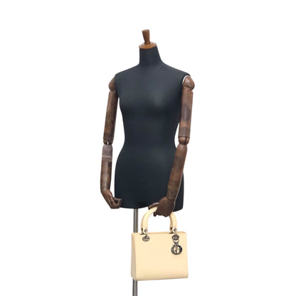 Christian Dior Lady Dior Logo Embossed Handbag Beige Vintage rnt3g4