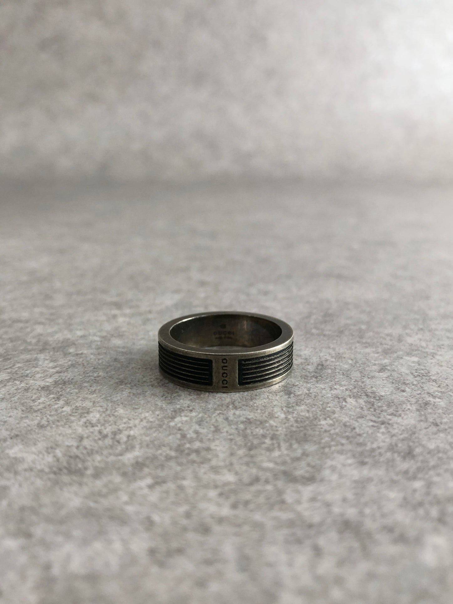 GUCCI Logo Ring Black SILVER925 Vintage zrcfxw