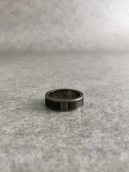 GUCCI Logo Ring Black SILVER925 Vintage zrcfxw