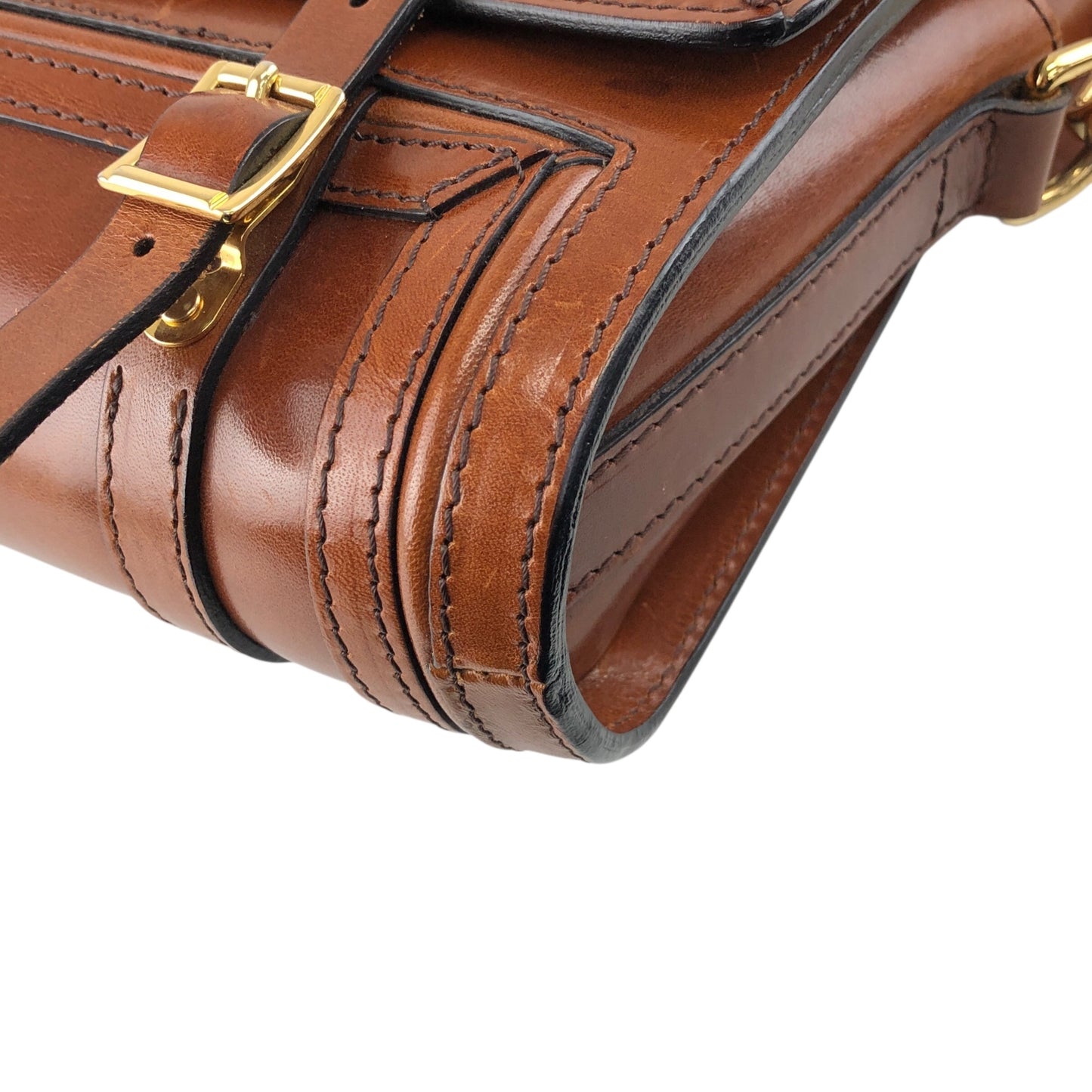 BURBERRYLogo Front Buckle Shoulder bag Brown Vintage 66nxby