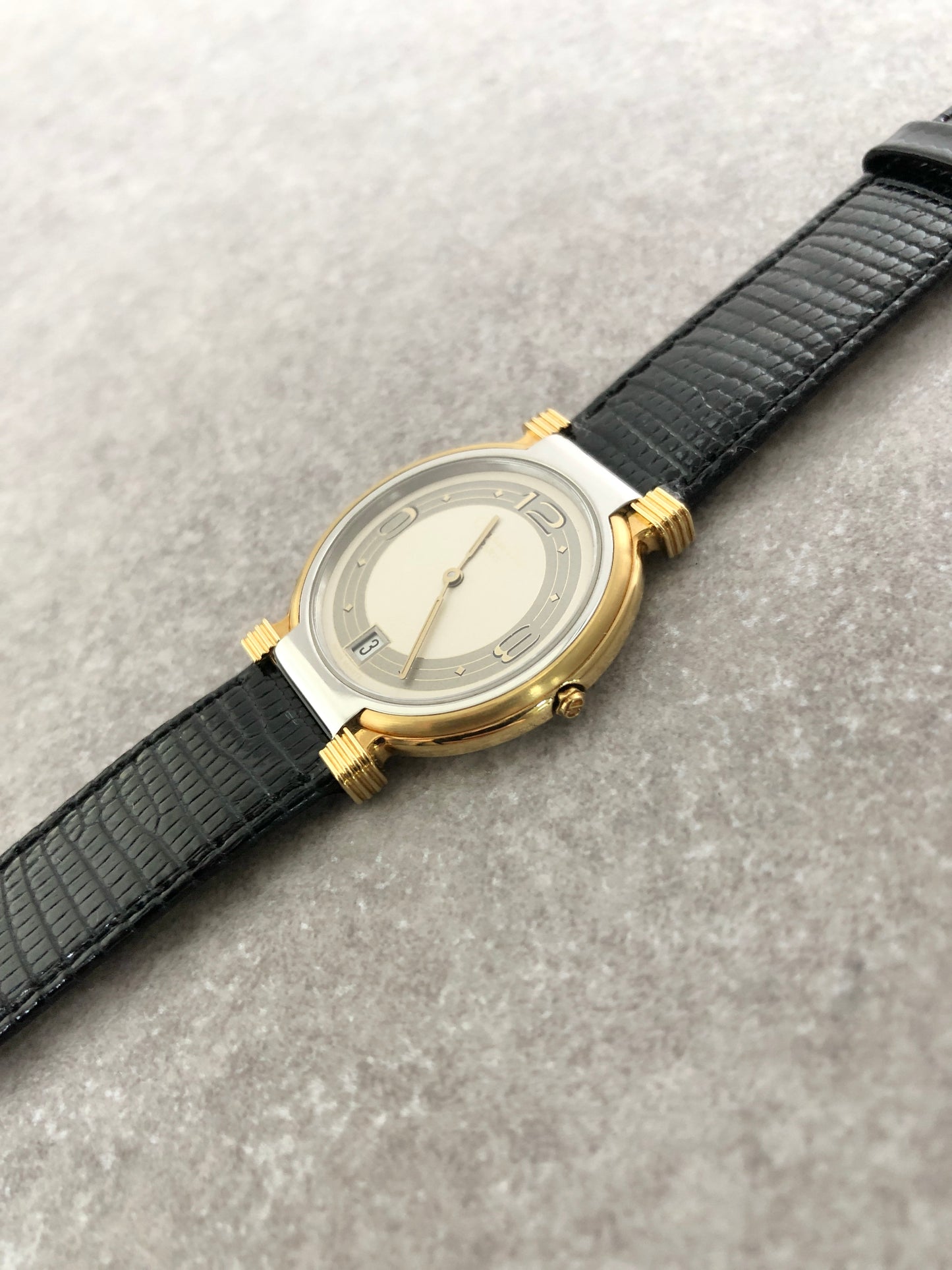 Christian Dior Logo Watch Gold×Black Vintage 76nb8k