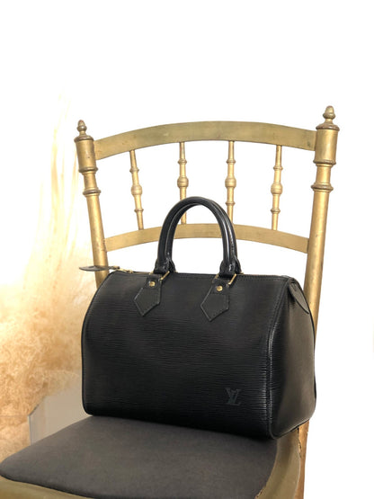 LOUIS VUITTON Epi Small Boston bag Handbag Black Vintage fd7wa4