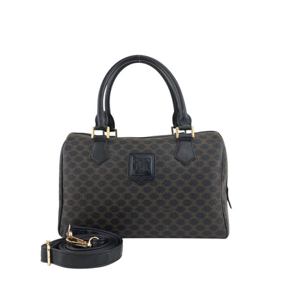 CELINE Macadam Blason Two-way Handbag Shoulder bag Black Vintage a45rtr