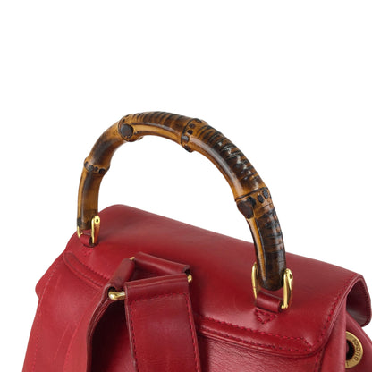 GUCCI Bamboo Double Pocket Backpack Red Vintage 3pzj72