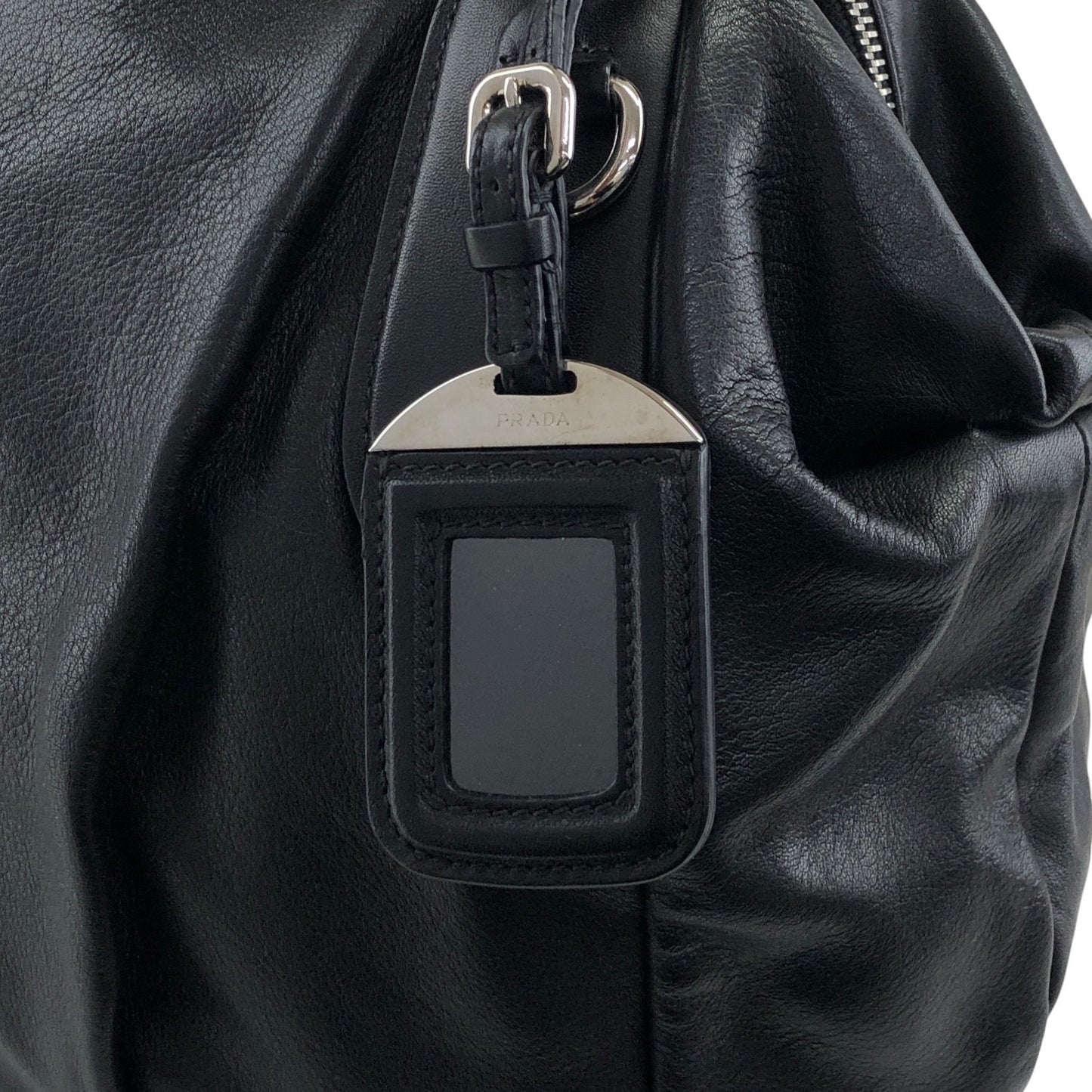 PRADA Logo Handbag Black Vintage w6ty5k