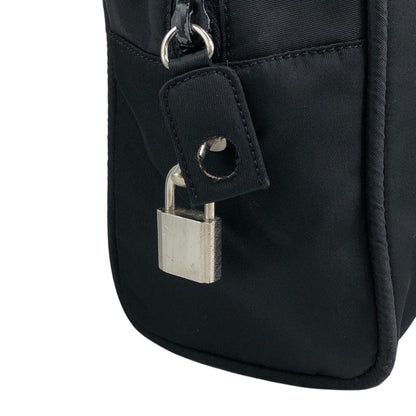 PRADA Tessuto Triangle Logo Padlock Handbag Black Vintage h25vhs