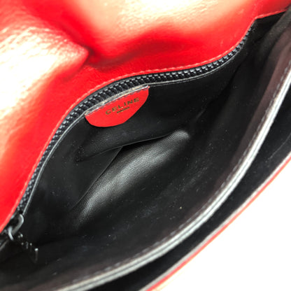 CELINE Triomphe Stitch Chain Shoulder bag Red Vintage 2vaduu