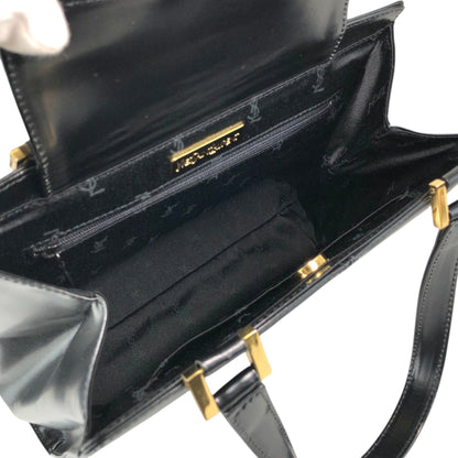 Yves Saint Laurent Logo Top Handle Handbag Black Vintage 8d84s4