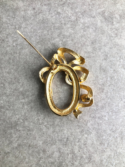 Christian Dior Ribbon Motif Brooch Gold Vintage xxvuwu
