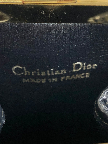 Christian Dior Trotter Logo Jacquard Leather Metal Clasp Coin Purse Navy Vintage pjbgby
