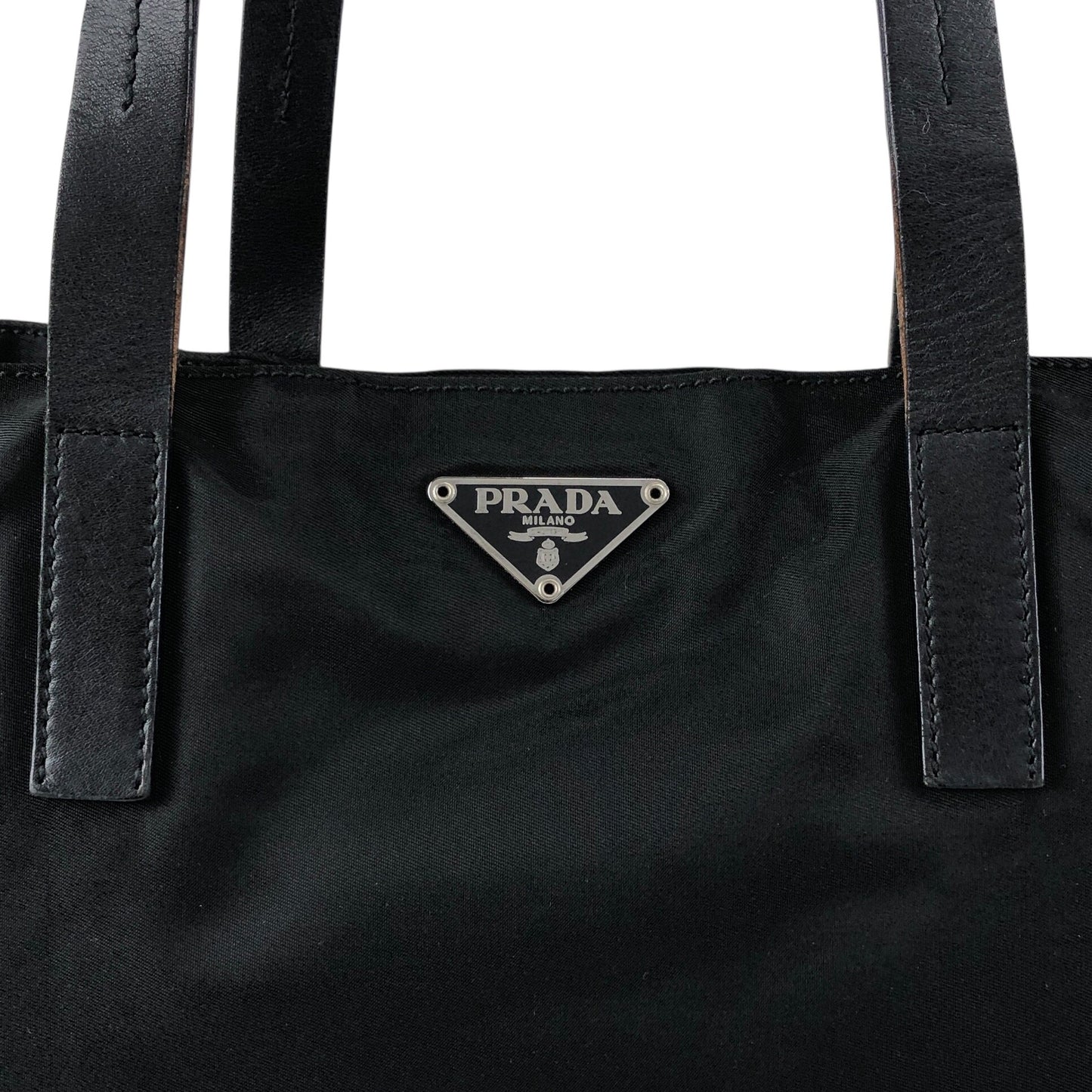 PRADA Tessuto Triangle Logo Totebag Black Vintage 6dyded