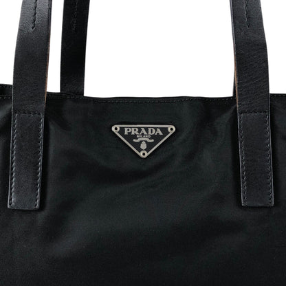 PRADA Tessuto Triangle Logo Totebag Black Vintage 6dyded