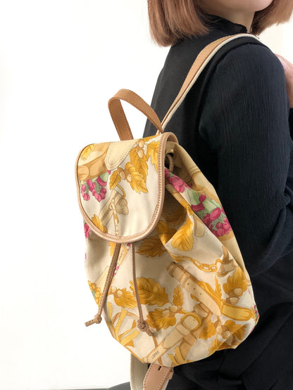 LOEWE Leaf Pattern Backpack Beige Vintage k7xjri