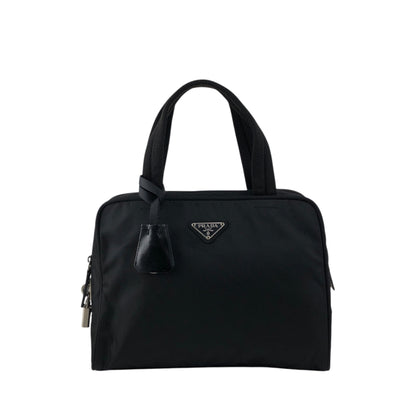 PRADA Tessuto Triangle Logo Handbag Black Vintage 47smar