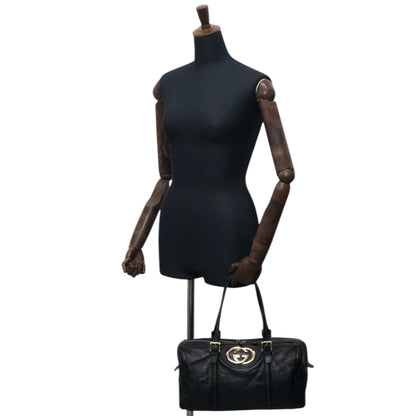 GUCCI GG Motif Small Boston bag Handbag Black Vintage f7jncz