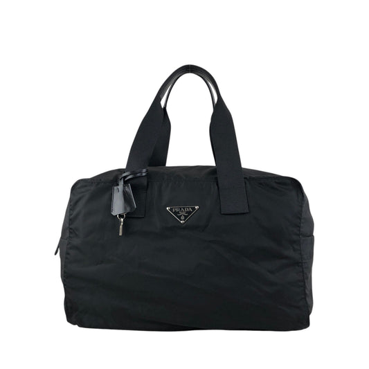 PRADA Tessuto Triangle Logo Boston bag Black Vintage utr82b
