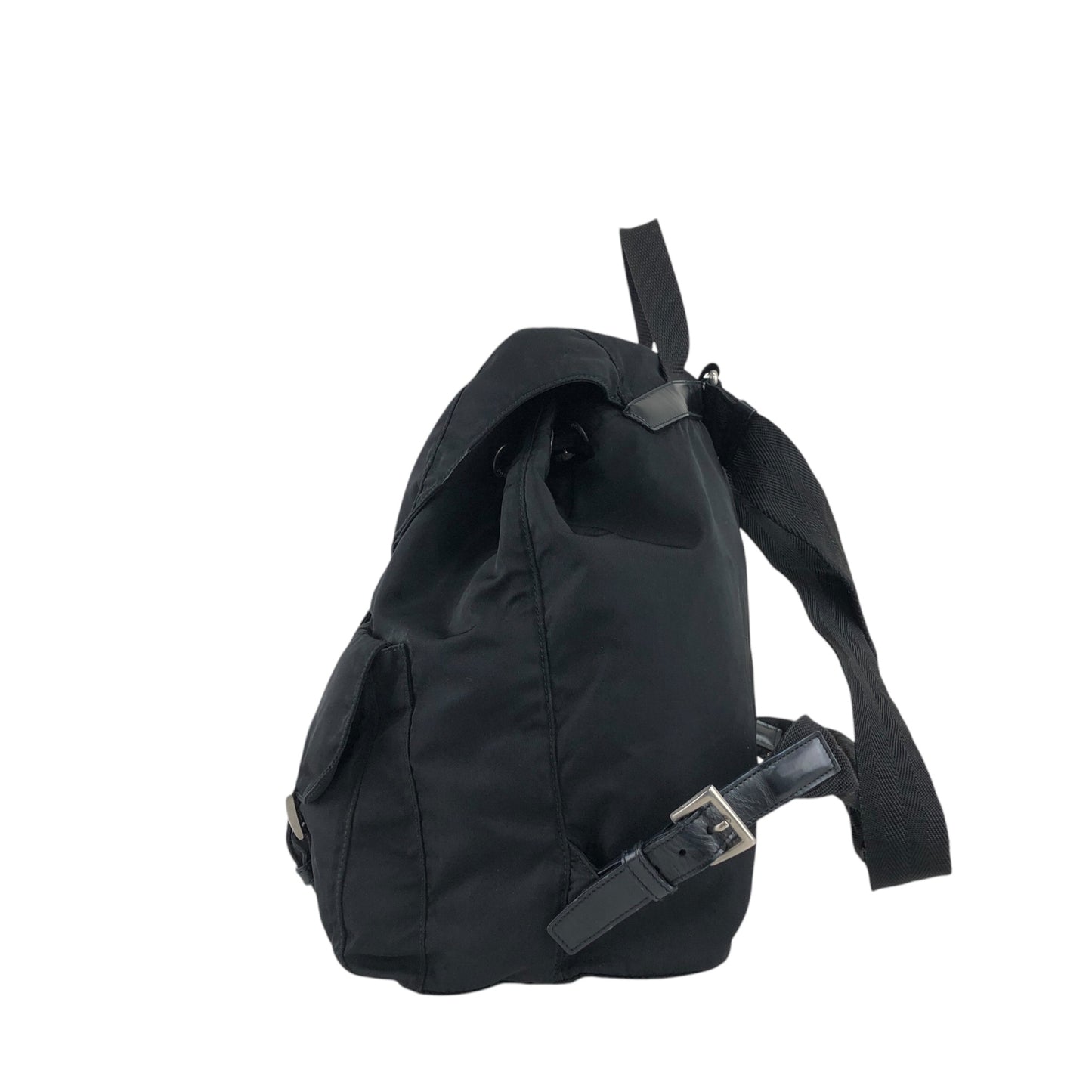 PRADA Triangle Logo Double Pocket Backpack Black Vintage 7hx8bf