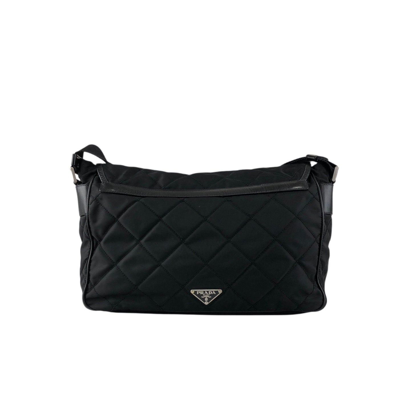PRADA Tessuto Triangle Logo Shoulder bag Black Vintage g5c3is
