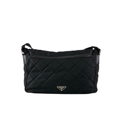 PRADA Tessuto Triangle Logo Shoulder bag Black Vintage g5c3is