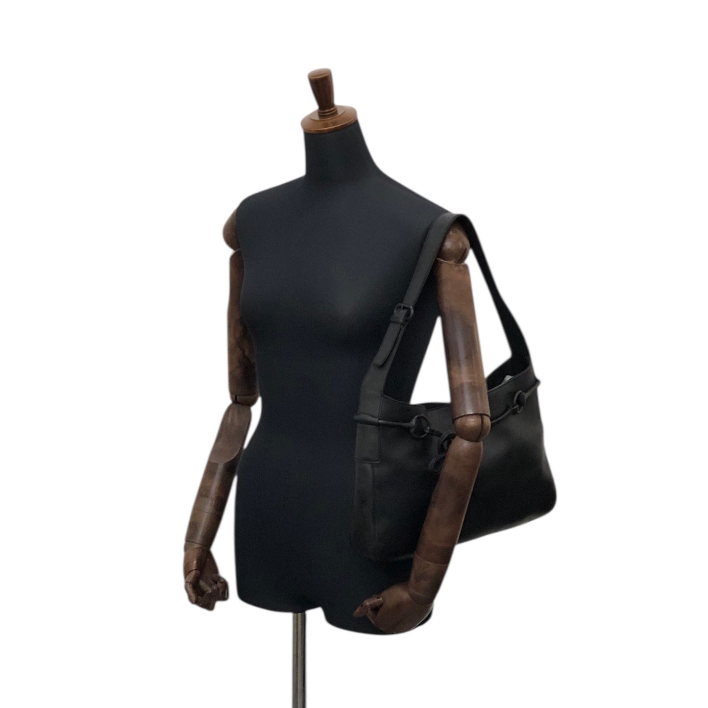 GUCCI Horse Bit Shoulder bag Hobobag Black Vintage s3x3cn