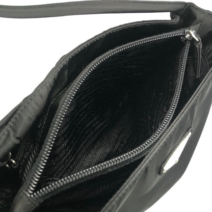 PRADA Triangle Logo Handbag Black Vintage sfzwud