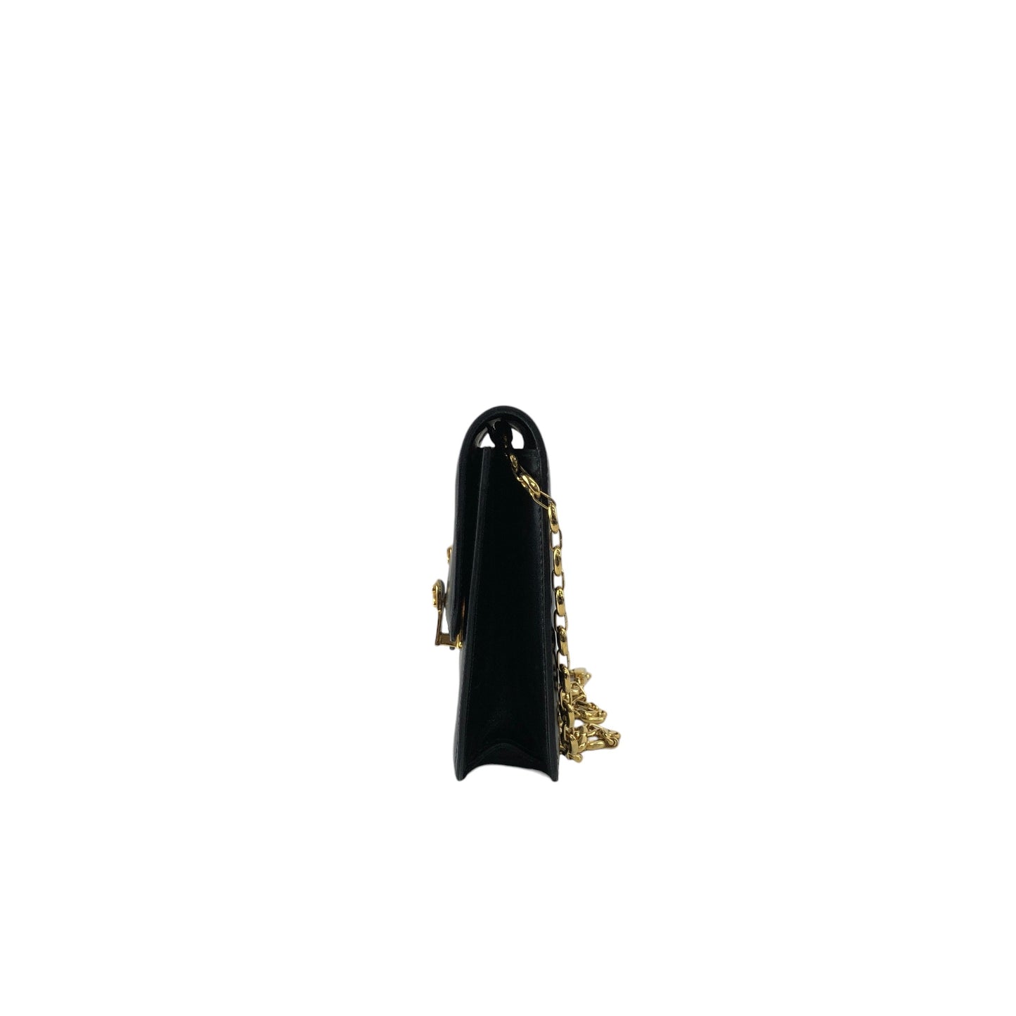 CELINE Triomphe Chain Shoulder bag Black Vintage hd5spn