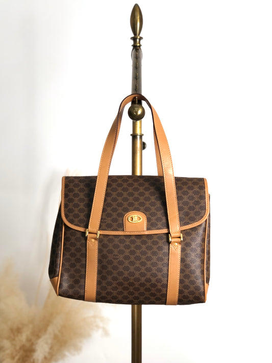 CELINE Macadam Triomphe Shoulder bag Brown Vintage 3jns43