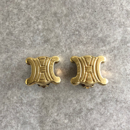 CELINE Triomphe Earrings Gold Vintage h2v8e3
