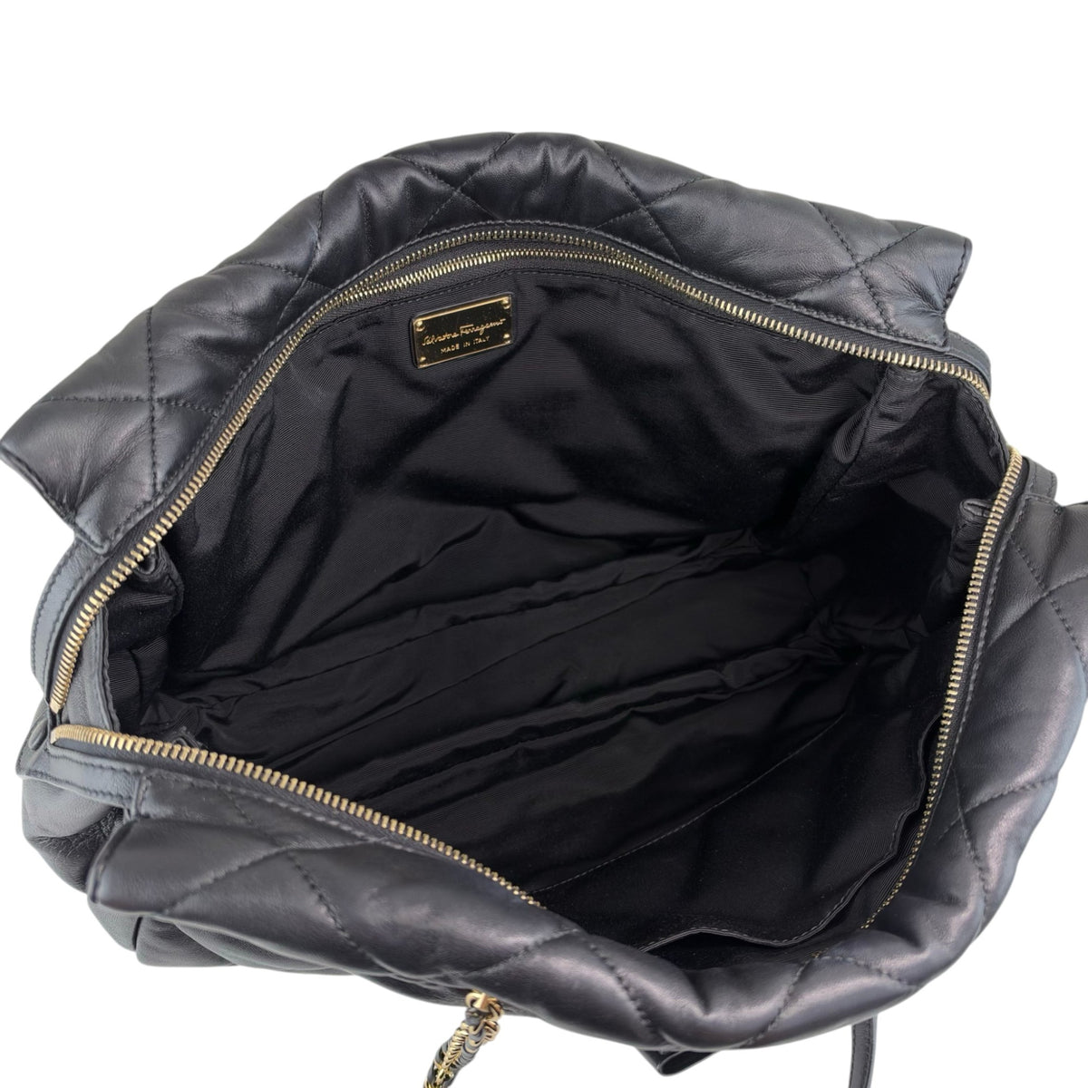 Salvatore Ferragamo Vala Ribbon Chain Shoulder bag Black Vintage 8dgp7p