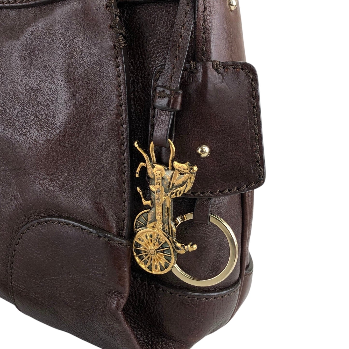 CELINE 馬車圖案肩背包 Hobobag 棕色 復古 icwcbk