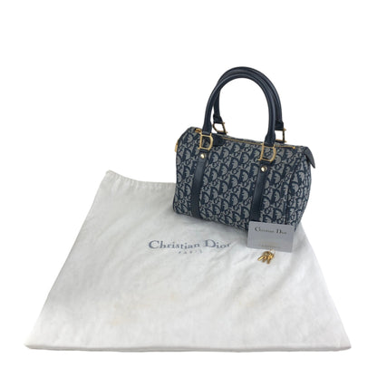 Christian Dior Trotter Small Boston bag Handbag Navy Vintage nt87zs