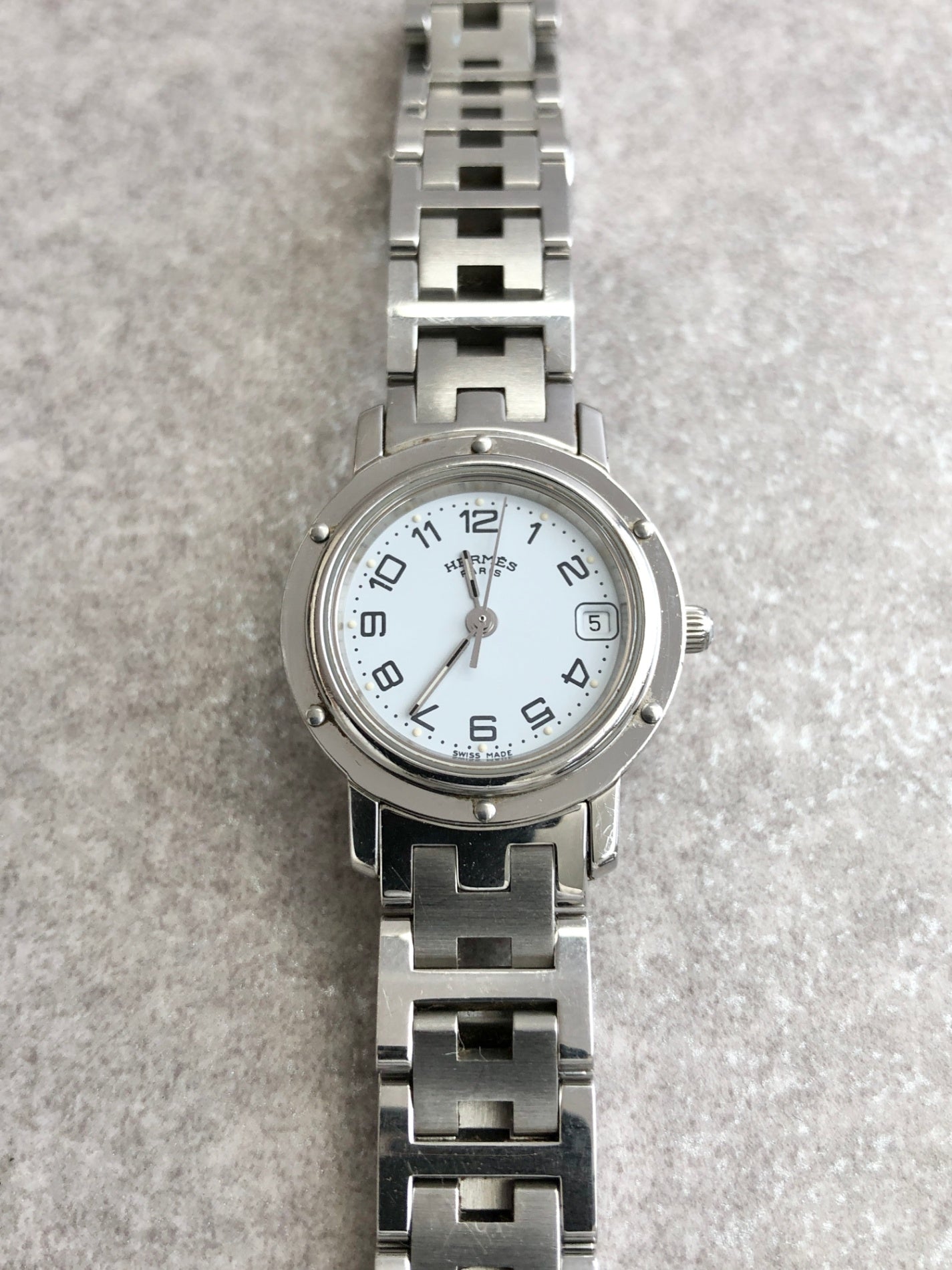 HERMES Quartz Watch Silver Vintage efbvgb