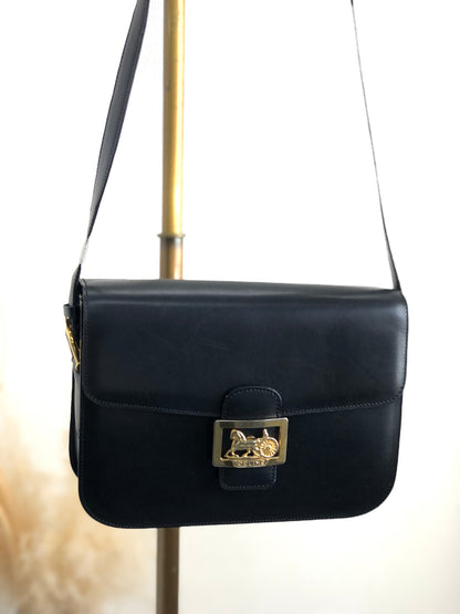 CELINE Horse Carriage Shoulder bag Black Vintage cwij46