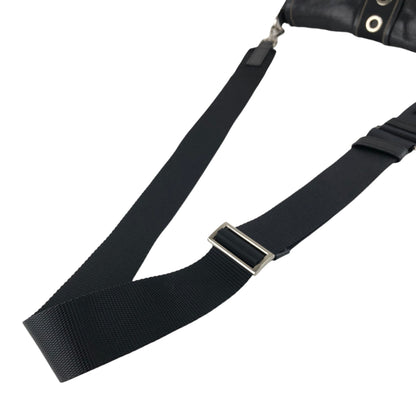 PRADA Triangle Logo Double Pocket Shoulder bag Black Vintage 5hm2yf