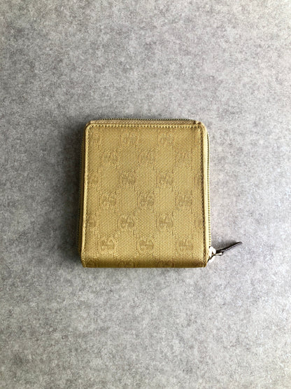 GUCCI GG Canvas Folded Wallet Gold Vintage 3fmuab