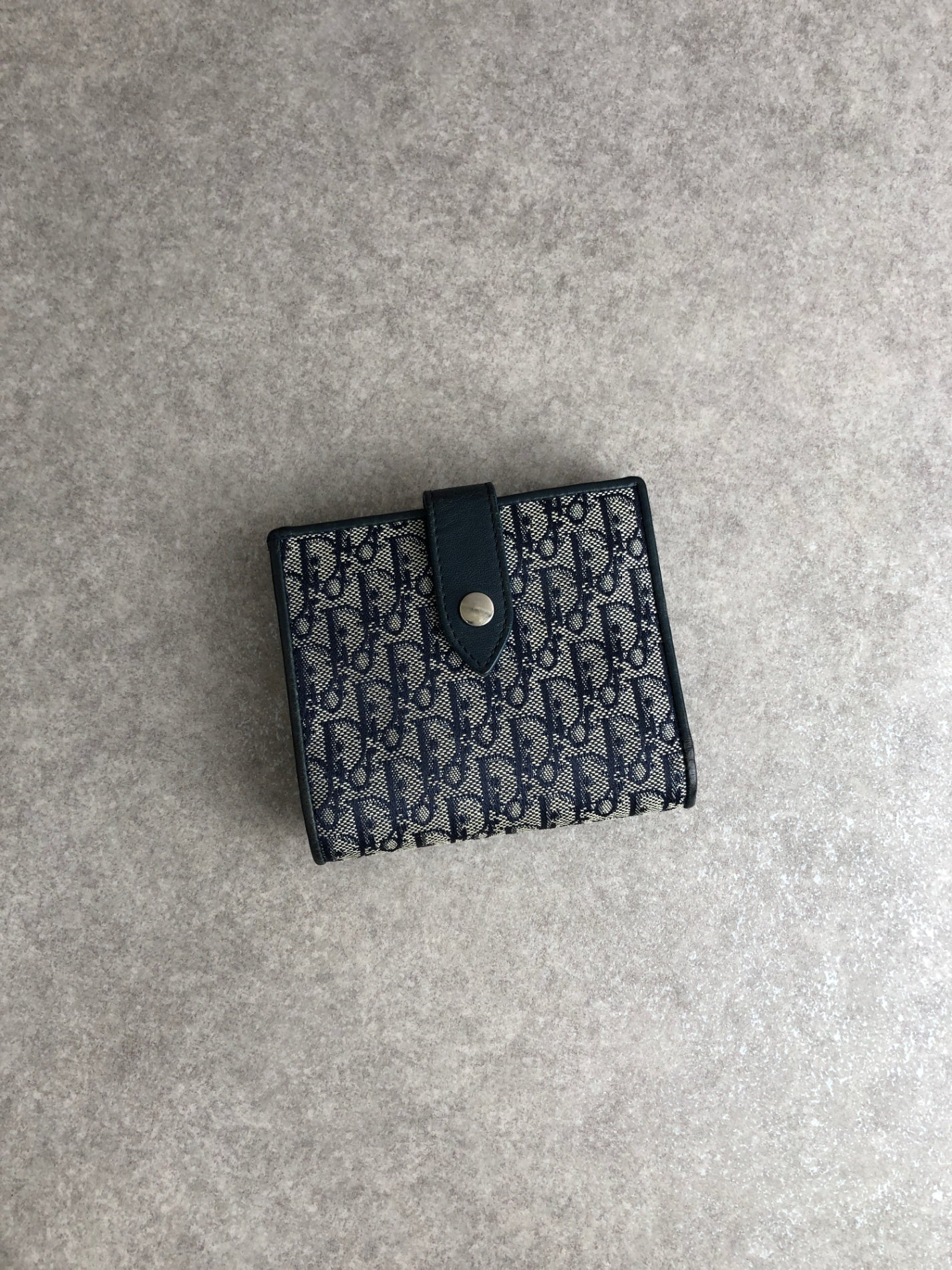 Christian Dior Trotter Folded Wallet Navy Vintage pmj4fu