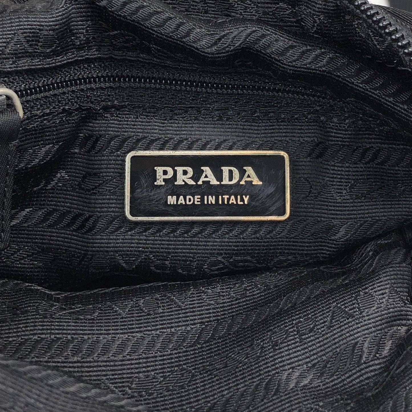 PRADA Tessuto Triangle Logo Small Shoulder bag Black Vintage 2vvf25