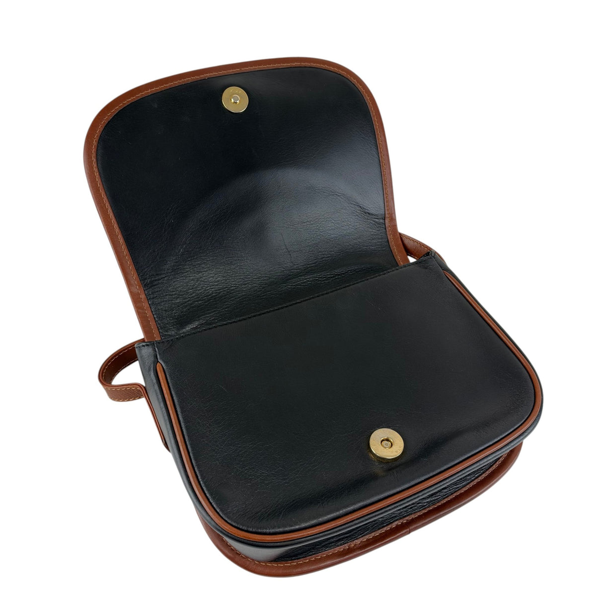 CELINE Front Buckle Shoulder bag Black×Brown Vintage 8seizv