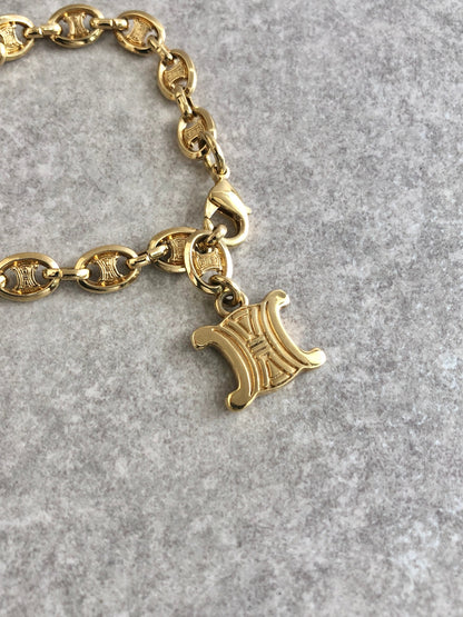 CELINE Blason Bracelet Gold Vintage 7vt4uc
