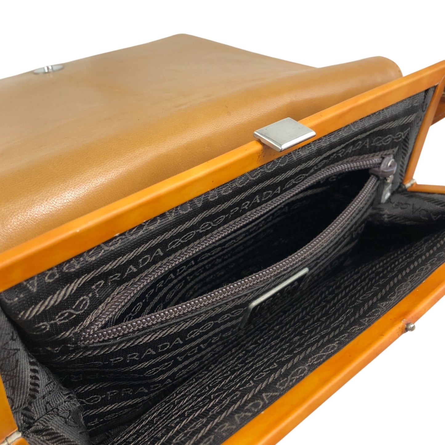 PRADA Logo Shoulder bag Orange Vintage j4ytxn