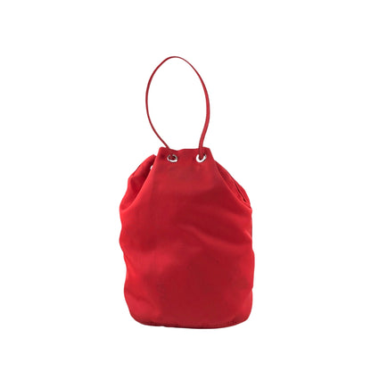 PRADA Tessuto Triangle Logo Drawstring Small Handbag Red Vintage 8aunpv