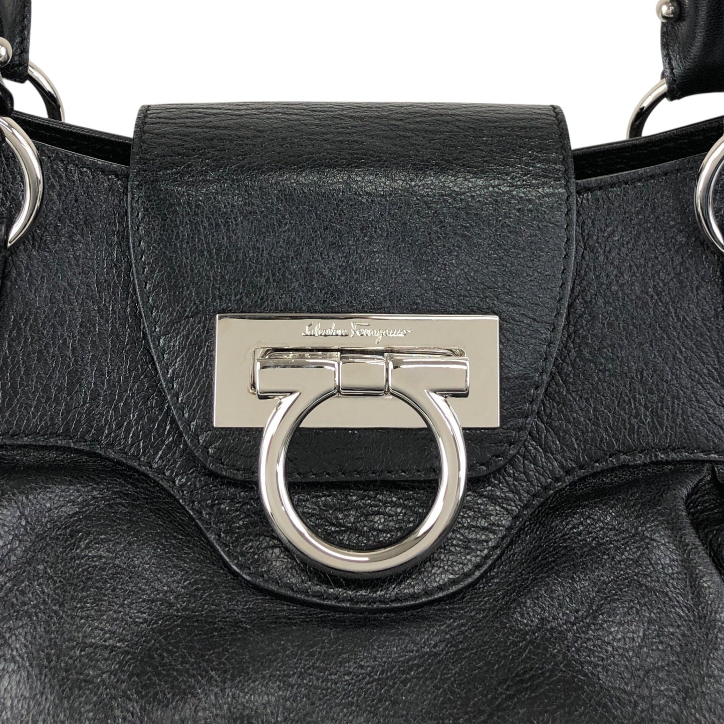 Salvatore Ferragamo Gancini Handbag Black Vintage 5aexwa