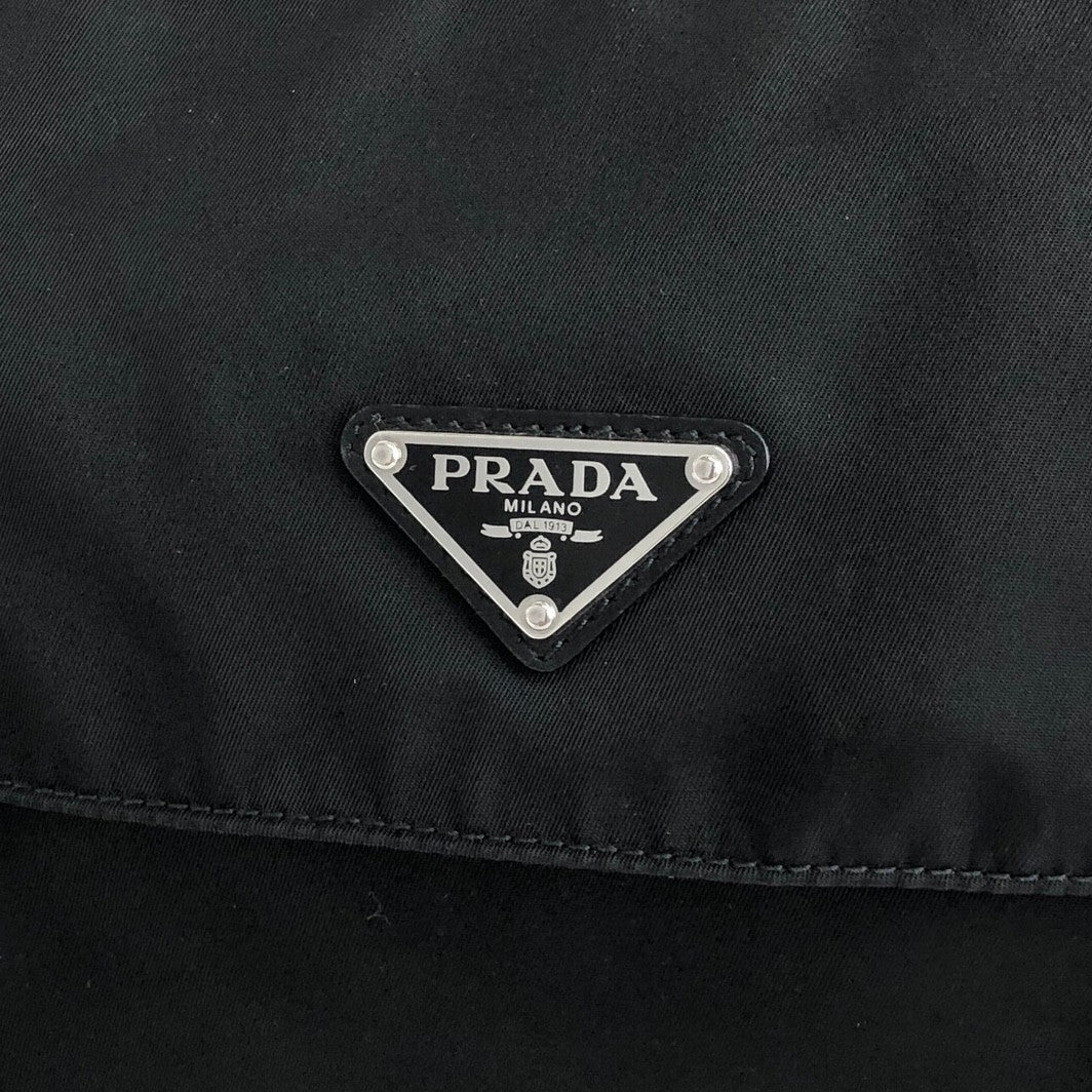 PRADA Tessuto Triangle Logo Shoulder bag Black Vintage zrh5tr