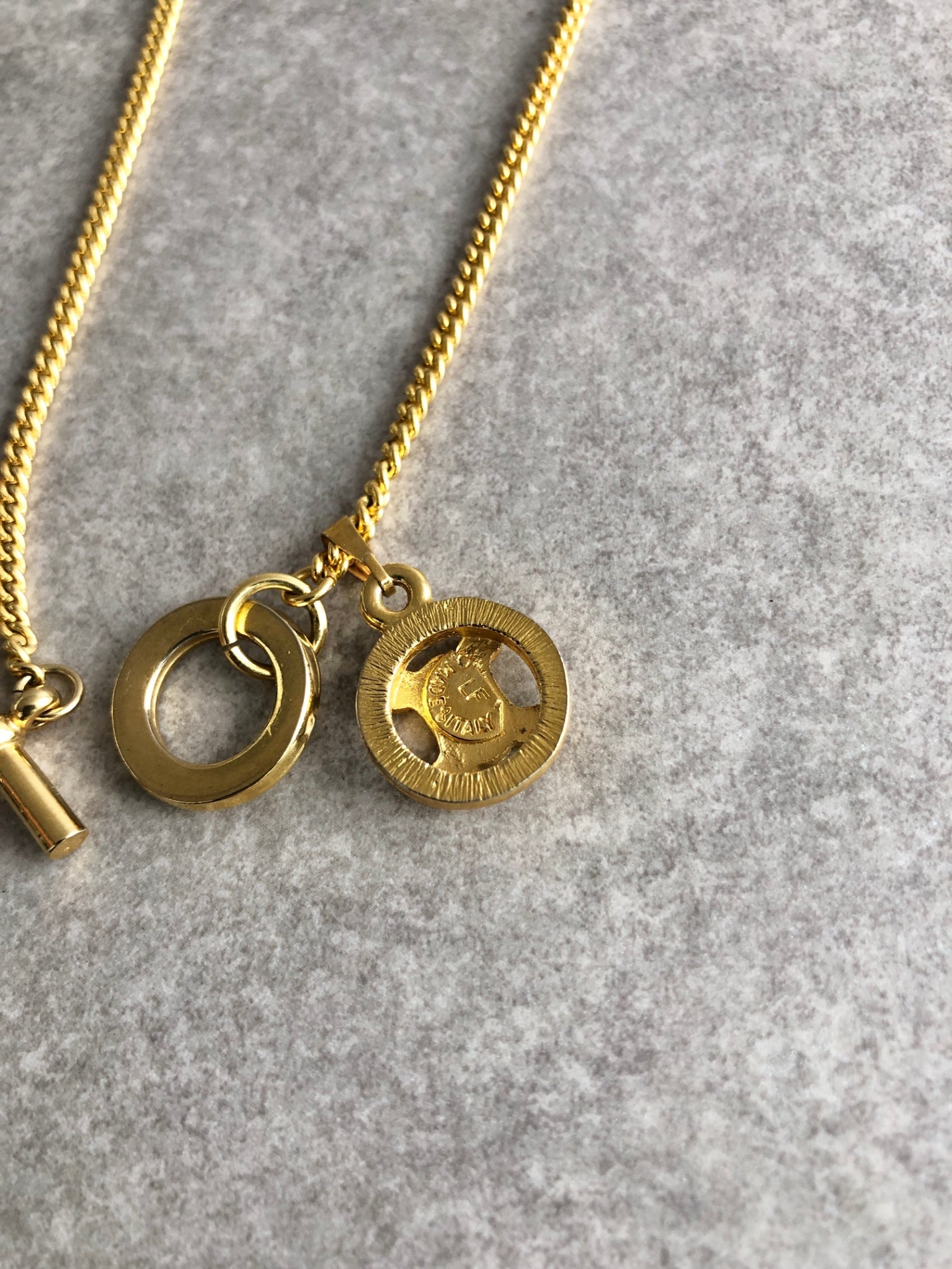 CELINE Triomphe Toggle Clasp Two-way Necklace Gold Vintage u37z5n