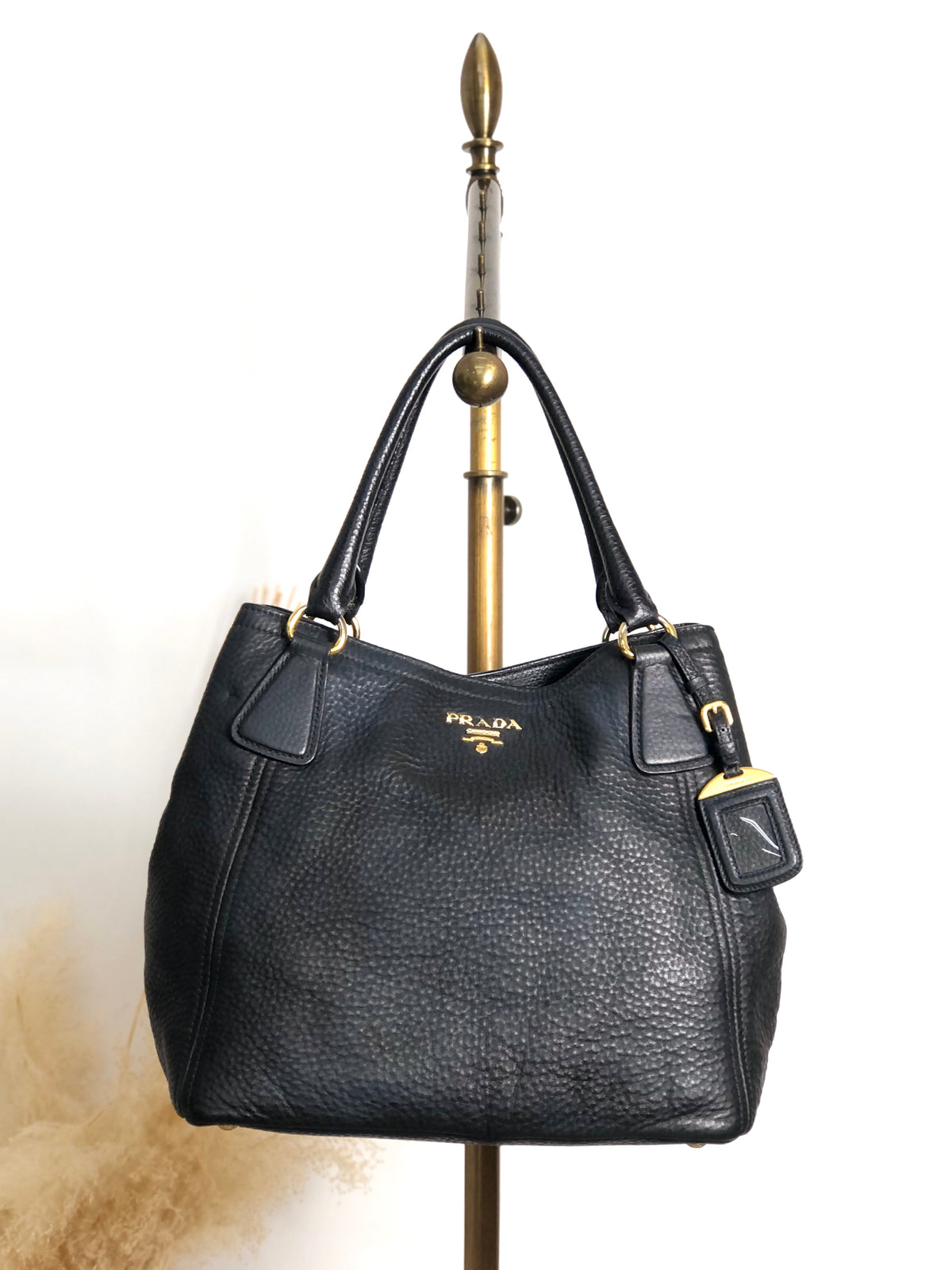 PRADA Logo Totebag Black Vintage fpj5iw