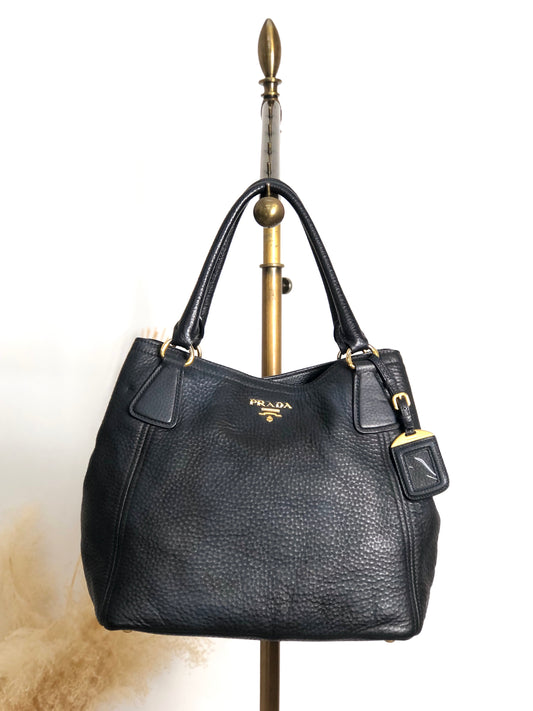 PRADA Logo Totebag Black Vintage fpj5iw