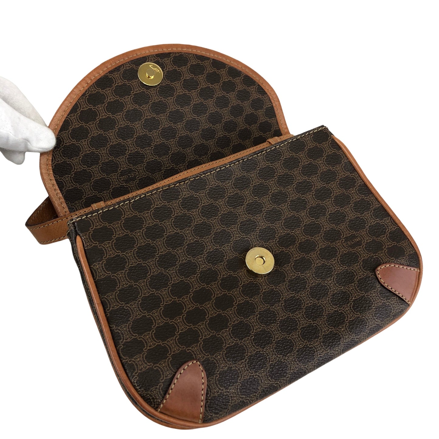 CELINE Macadam Blason Shoulder bag Brown Vintage a4uyd7