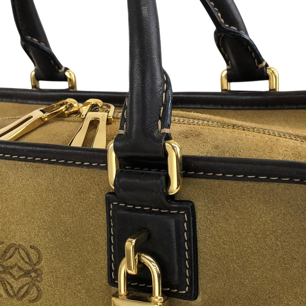 LOEWE Amazona28 Anagram Handbag Boston bag Beige Vintage gia6hg