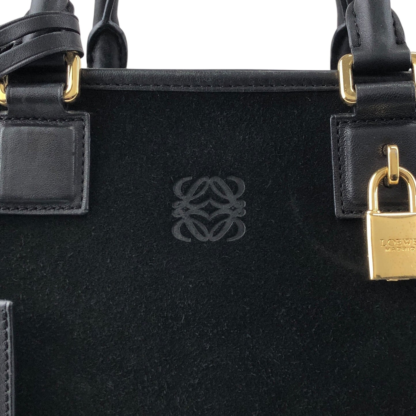 LOEWE Amazona28 Anagram Small Boston bag Handbag Black Vintage hf8cwp